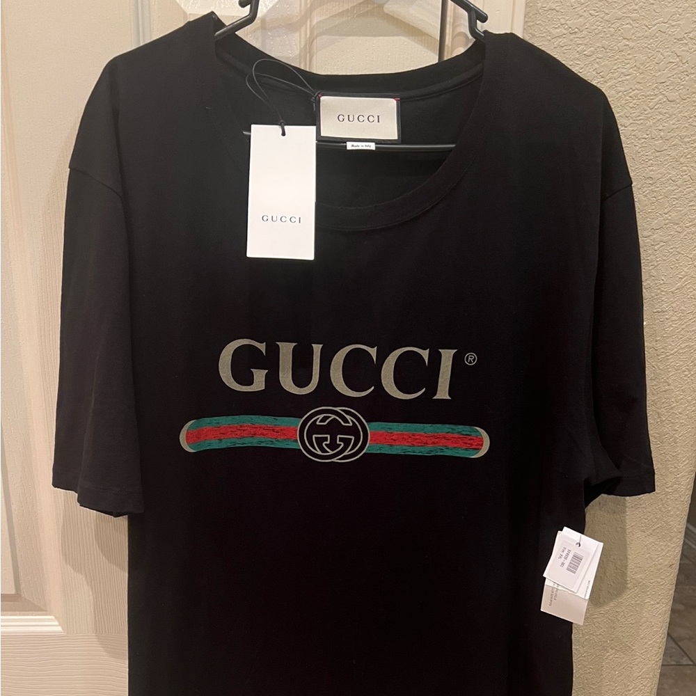 Men’s Black Gucci Oversized Logo T-Shirt with Tags